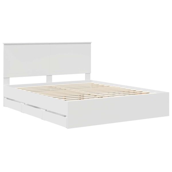 vidaXL Bed Frame with Drawer White 160 x 200 cm Engineer Wood