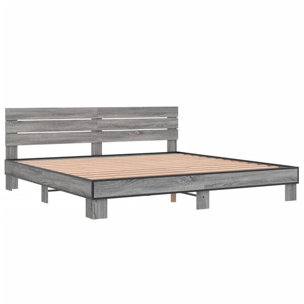 vidaXL Bed Frame without Mattress Grey Sonoma 180x200 cm Super King