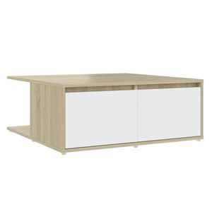 vidaXL Coffee Table White and Sonoma Oak 80x80x31 cm Engineered Wood