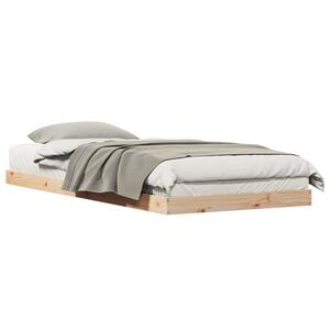 vidaXL Floor Bed Frame Natural 90 x 220 cm Solid Pine Wood