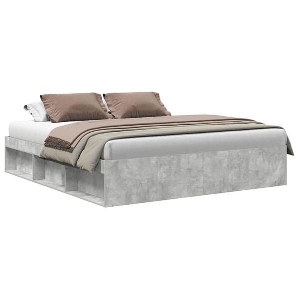 vidaXL Bed Frame without Mattress Concrete Grey 200x200 cm