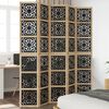 vidaXL Room Divider 5 Panels Brown and Black Solid Wood Paulownia