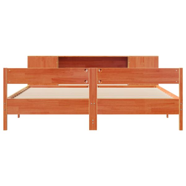 vidaXL Bookcase Bed without Mattress Wax Brown 200x200cm Solid Wood Pine