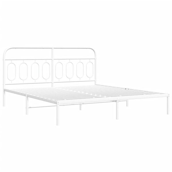 vidaXL Metal Bed Frame without Mattress with Headboard White 193x203cm