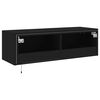 vidaXL TV Wall Cabinet with LED Lights Black 100x35x31 cm