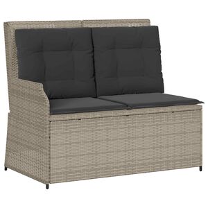 vidaXL Garden Bench with Cushion Light grey Poly rattan