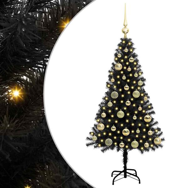 vidaXL Christmas Tree with 150 LEDs with Stand Black 120 cm PVC