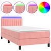 vidaXL Box Spring Bed with Mattress&LED Pink 90x190cm Velvet