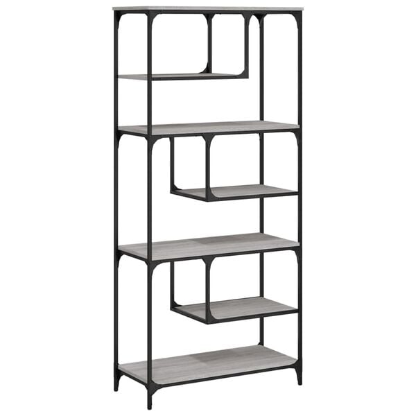 vidaXL Bookcase Grey Sonoma 81x36x176 cm Engineered Wood