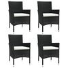 vidaXL Garden Chairs with Cushions 4 pcs Black Poly Rattan (UK/IE/FI/NO only)