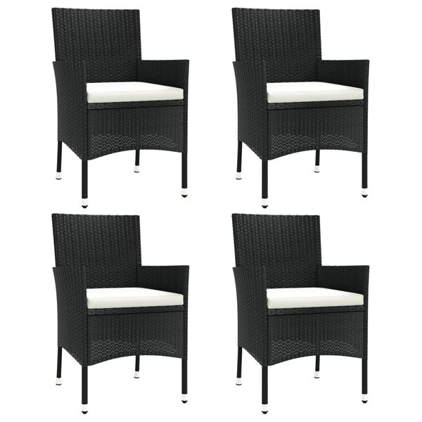vidaXL Garden Chairs with Cushions 4 pcs Black Poly Rattan (UK/IE/FI/NO only)