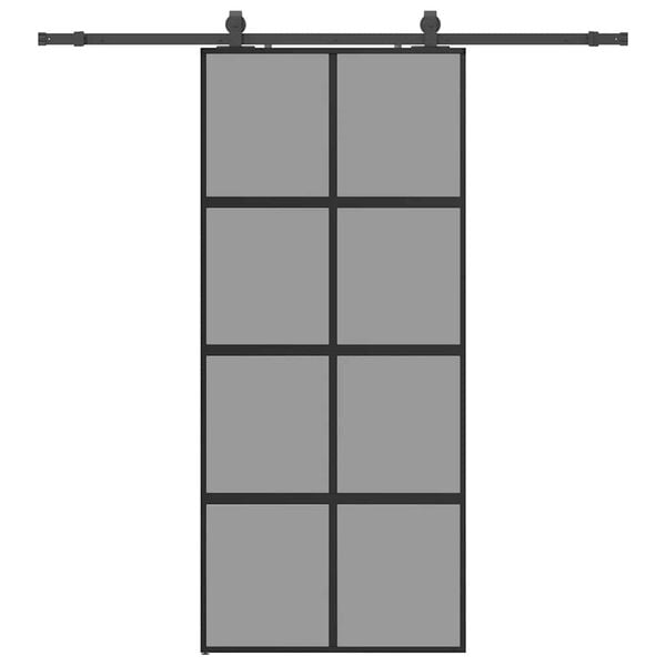 vidaXL Sliding Door with Hardware Set Black 90x205 cm Tempered Glass