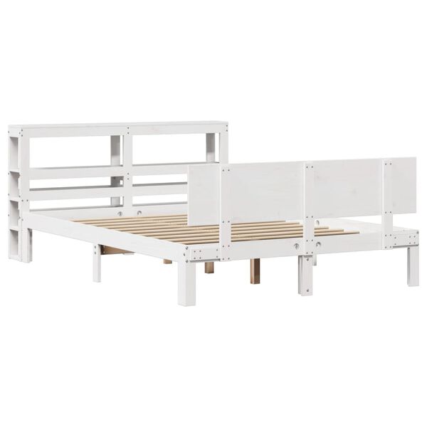 vidaXL Bed Frame with Headboard without Mattress White 150x200 cm King Size