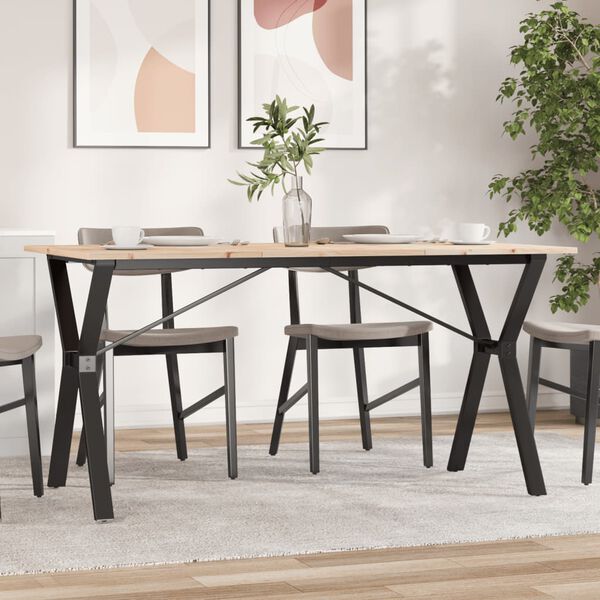 vidaXL Dining Table Y-Frame 160x80x75 cm Solid Wood Pine and Steel
