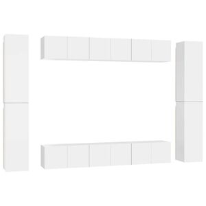 vidaXL 10 Piece TV Cabinet Set White Engineered Wood