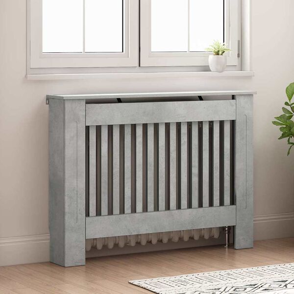 vidaXL Radiator Cover Concrete Grey 112 x 19 x 81.5 cm Engineered Wood
