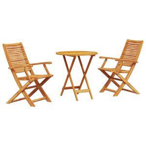 vidaXL Folding Bistro Set Folding 3 pcs Brown Solid Acacia Wood