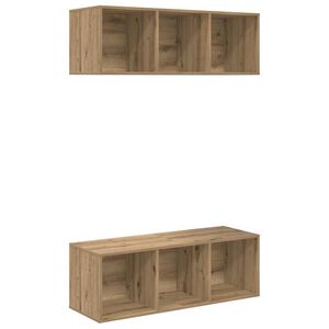 vidaXL TV Cabinet Set Wall-mounted 2 pcs Artisan Oak 37 x 37 x 107 cm