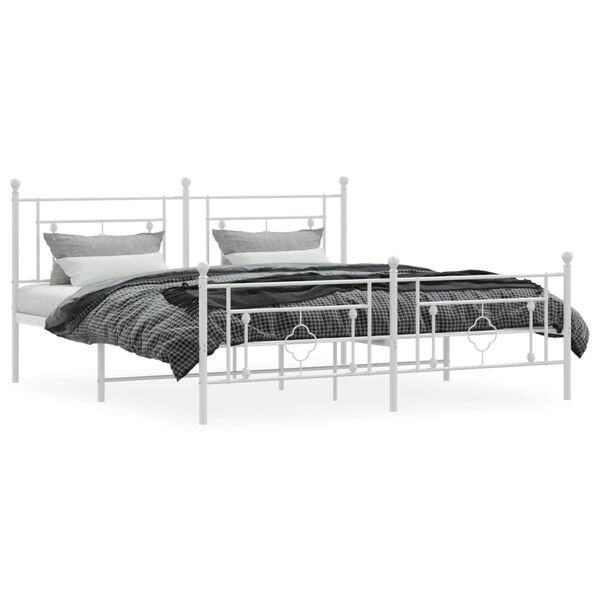 vidaXL Metal Bed Frame without Mattress with Footboard White 183x213cm