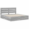 vidaXL Bed Frame with Drawer Grey Sonoma 200 x 200 cm Engineer Wood