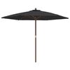 vidaXL Garden Parasol with Wooden Pole Black 299x240 cm