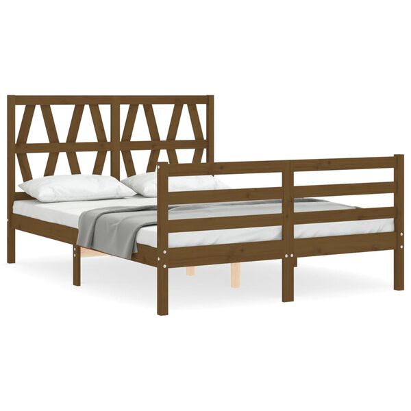 vidaXL Bed Frame without Mattress Honey Brown 140x190 cm Solid Wood