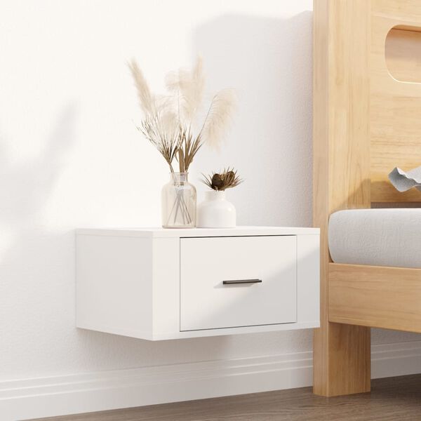 vidaXL Wall-mounted Bedside Cabinet White 50x36x25 cm