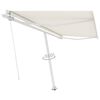 vidaXL Freestanding Manual Retractable Awning 450x350 cm Cream