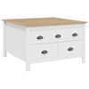 vidaXL Coffee Table HILL White and Honey Brown 79.5 x 79.5 x 49 cm