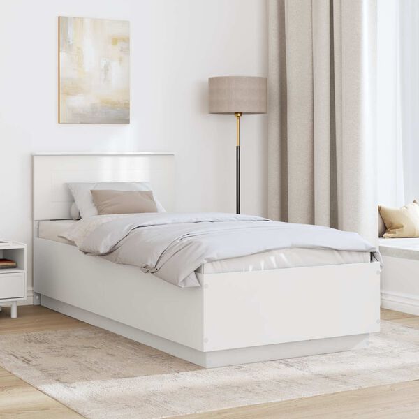 vidaXL Bed Frame with Headboard White 90 x 200 cm Engineered Wood