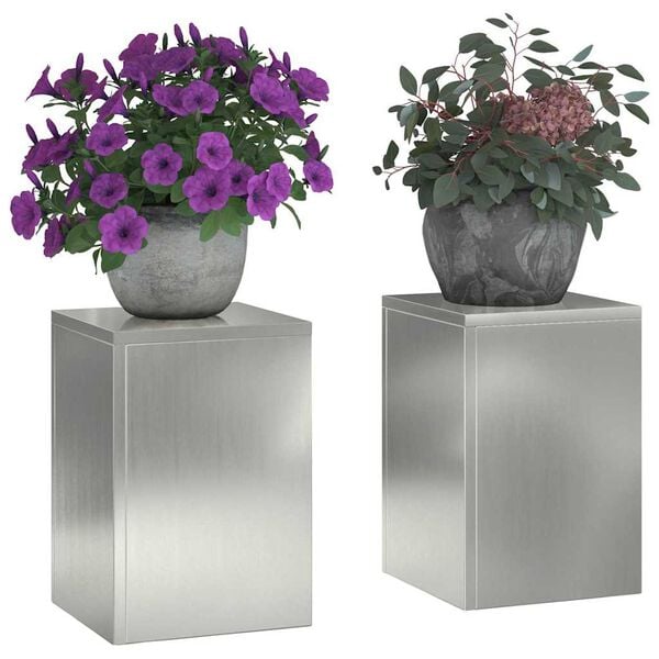 vidaXL Plant Stand 2 pcs Silver 24 x 24 x 35 cm Galvanised steel