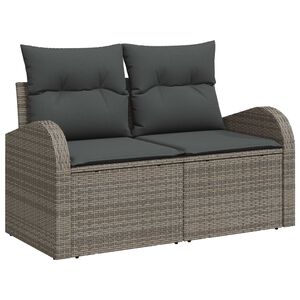vidaXL Garden Sofa Grey 124 x 62 x 69cm Poly Rattan