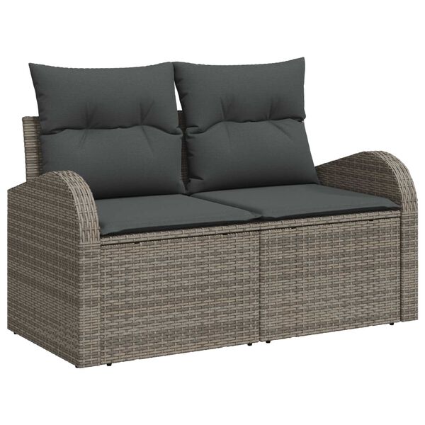 vidaXL Garden Sofa Grey 124 x 62 x 69cm Poly Rattan