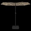 vidaXL Double-Head Garden Parasol with LEDs Taupe 316x145 cm