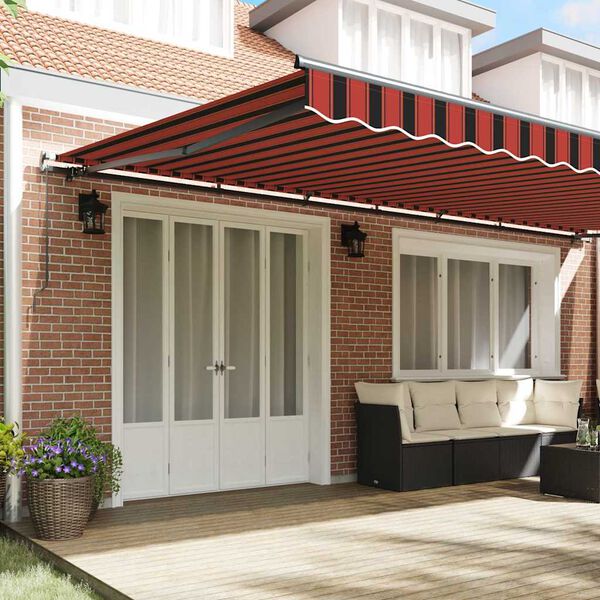 vidaXL Retractable Awning Manual Orange and brown 600 x 350 cm