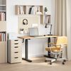 vidaXL Desk with Storage Black and Natural 140 x 60 cm Solid Oak Wood