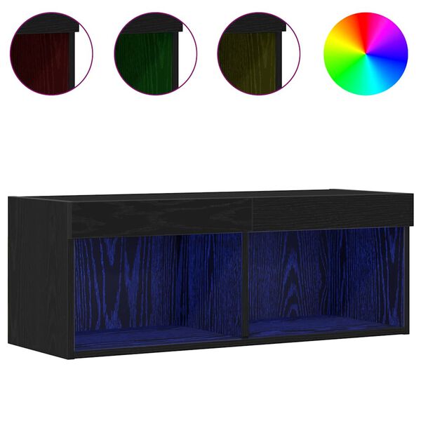 vidaXL TV Cabinet Set 2 pcs Black oak 80 x 30 x 30 cm Engineered Wood