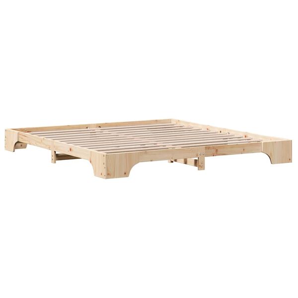 vidaXL Bed Frame Natural 200 x 200 cm Solid Pine Wood