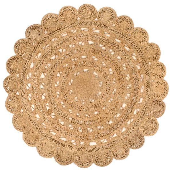 vidaXL Area Rug Hand-braided Jute 180 cm Round