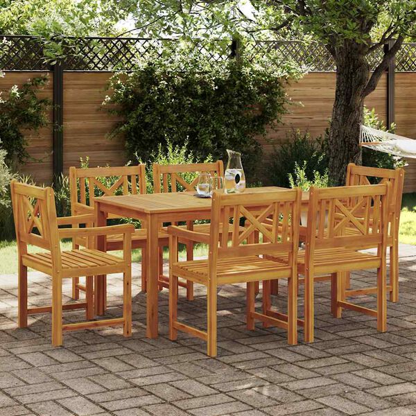 vidaXL Garden Dining Set 7 pcs Brown Solid Acacia Wood