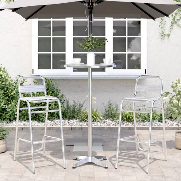 vidaXL Outdoor Bar Table Height Adjustable Ø59.5x70/109.5 cm Aluminium