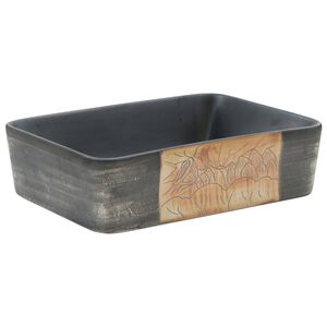 vidaXL Countertop Basin Black and Brown Rectangular 46x35.5x13 cm Ceramic