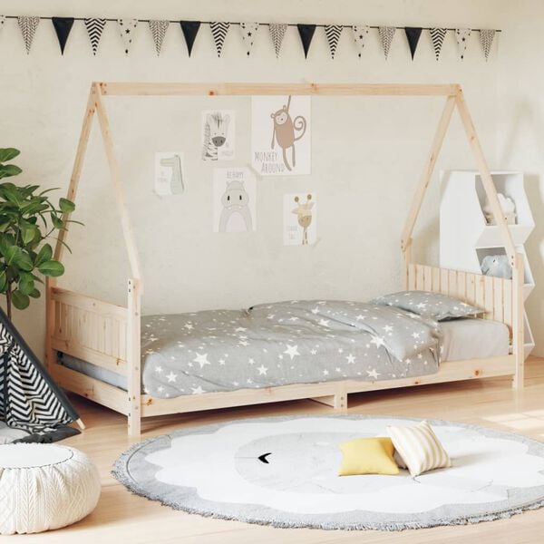 vidaXL Kids Bed Frame 90x200 cm Solid Wood Pine