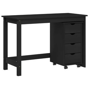 vidaXL Desk Cabinet Set 2 pcs Black Solid Pine Wood