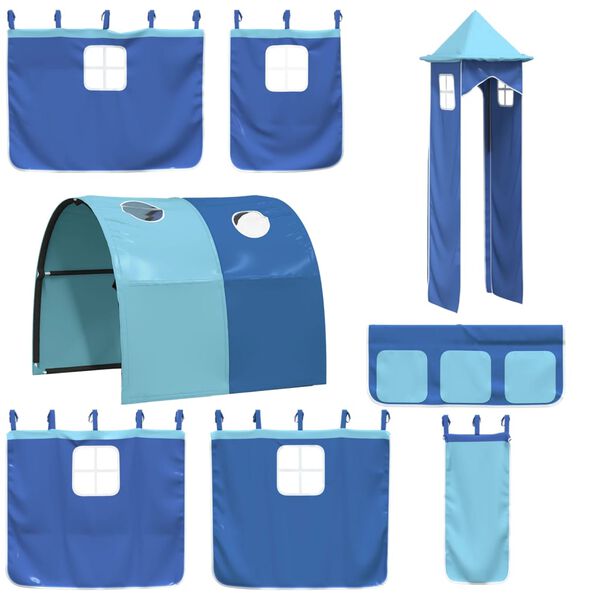 vidaXL Curtains for Loft Bed with Tunnel and Tower Blue