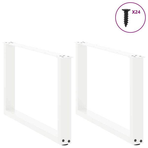 vidaXL Coffee Table Legs U-Shaped 2 pcs White 60x(42-43) cm Steel