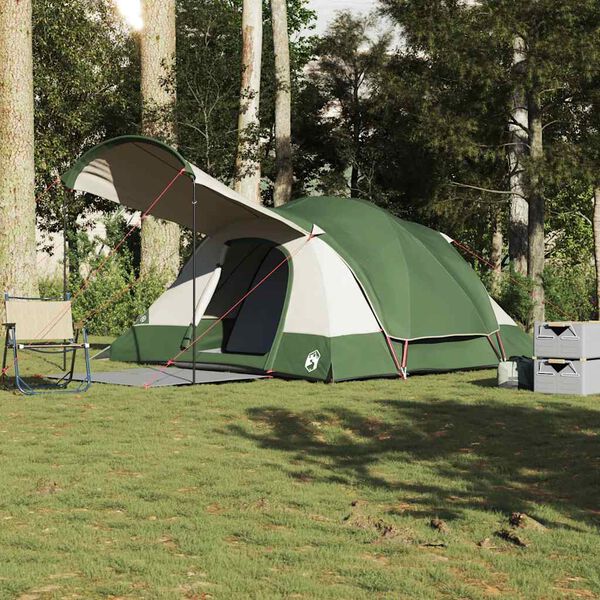 vidaXL Family Tent Tunnel 8-Person Green Waterproof