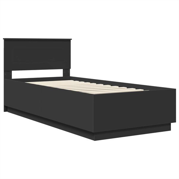vidaXL Bed Frame with Headboard Black 70 x 190 cm Engineered Wood