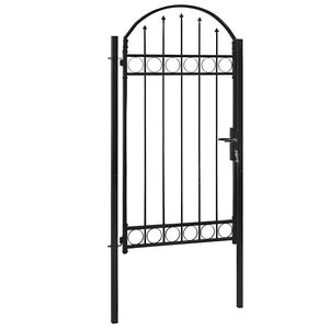 vidaXL Fence Gate ASSEN with Arched Top Steel 102x200 cm Black