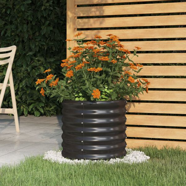 vidaXL Garden Planter Galvanised Steel 40x40x36 cm Anthracite